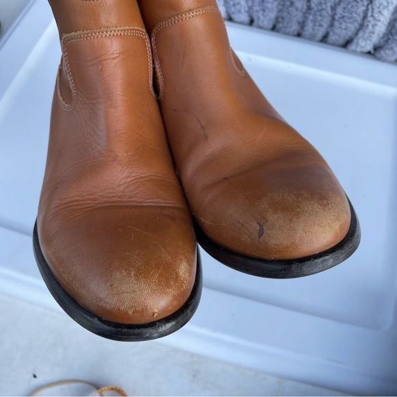Mademoiselle Jacadi Paris Ankle Booties cognac brown low heel size 37 6 leather - Picture 8 of 9